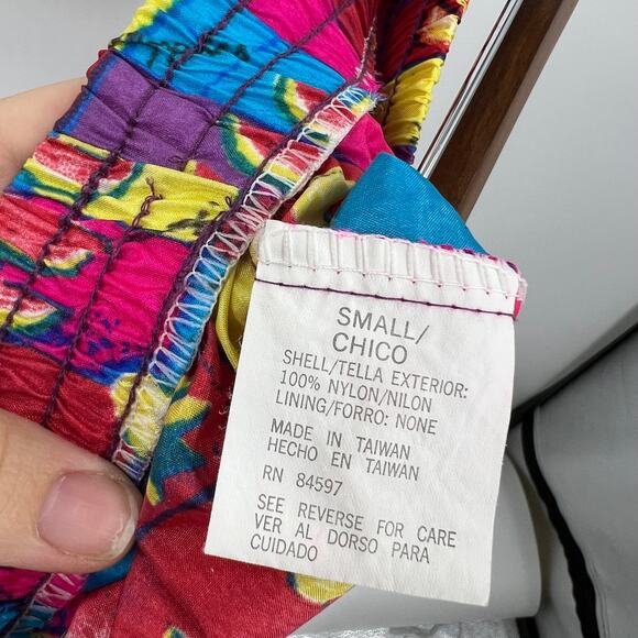 Vtg Slades Windbreaker Shorts Jacket Outfit Neon & White 100% Nylon Women Small - Picture 3 of 9